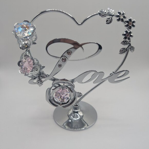 Crystocraft Love Heart topper tabletop crystal anniversary elegant decor wedding - Picture 1 of 7
